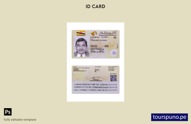 listo para imprimir la plantilla actual de tarjeta de identificación de Brunei